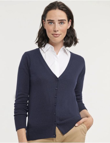RUS-0R715F0-Ladies V-Neck Knitted Cardigan